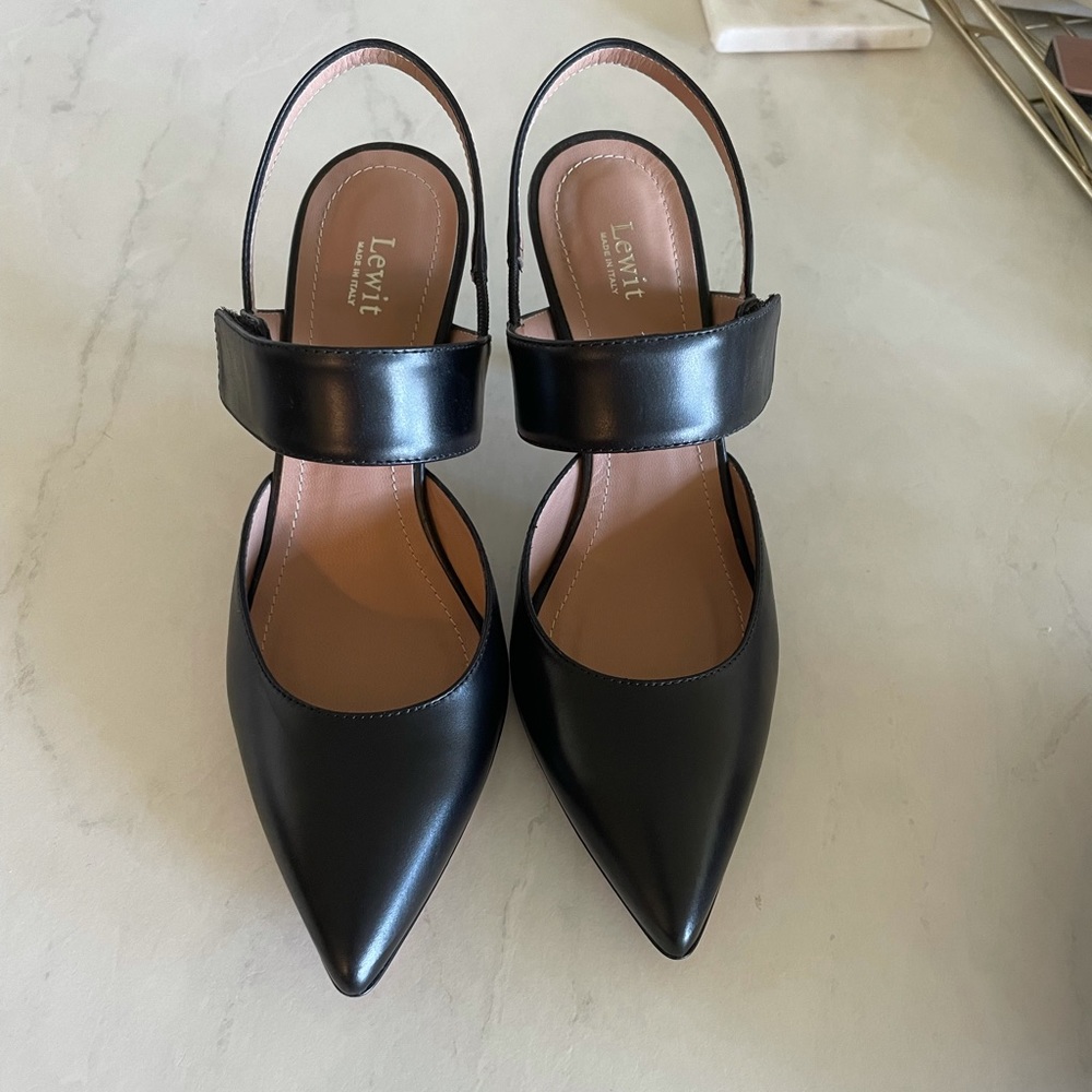 Lewit Italian made black leather heels.